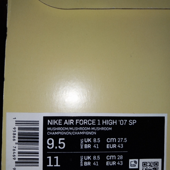 Nike Air Force 1 High 07 SP x Billie Eilish "Mushroom" DEADSTOCK EARLY PAIR 9.5 - Picture 6 of 6